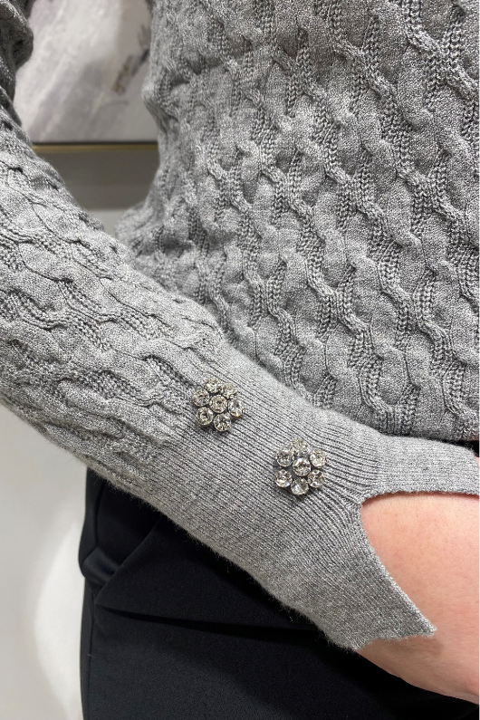 An image of the Emme Impatto Sweater in Melange Light Grey.