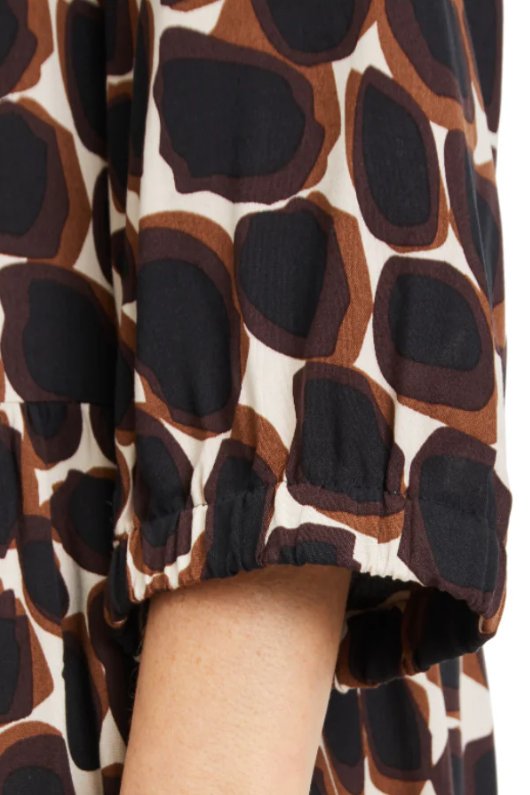 Betty Barclay Animal Print Dress with 3/4 length sleeves, relaxed fit, and all over animal print.