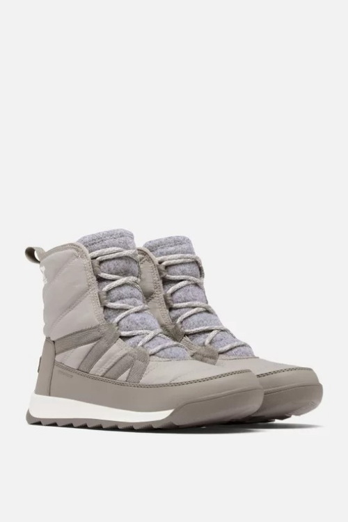 An image of the SOREL Whitney II Plus Lace Waterproof Snow Boots in Chrome Grey.