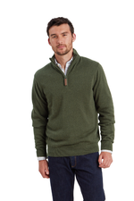 An image of the Schoffel Lewis Lambswool 1/4 Zip Jumper in Woodland.