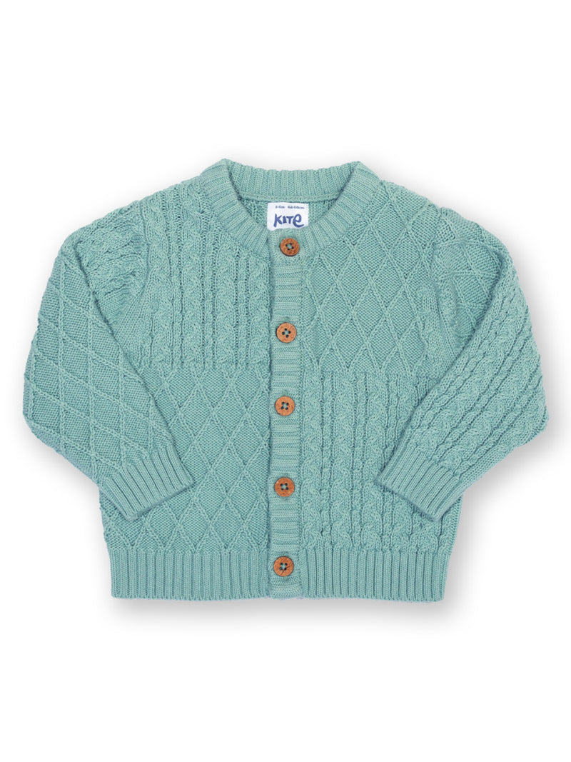 An image of the Kite My first cardi soft aloe