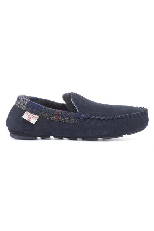 Harris tweed moccasin slippers on sale