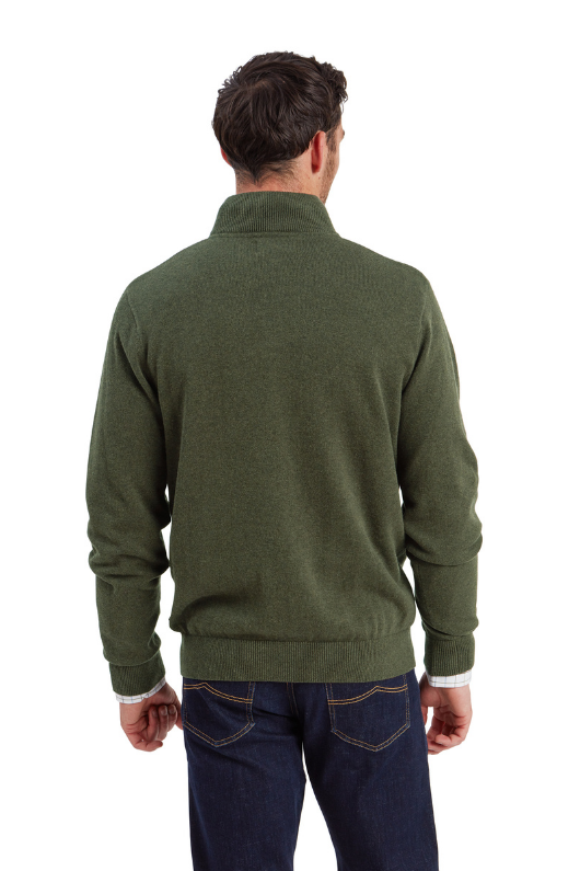 An image of the Schoffel Lewis Lambswool 1/4 Zip Jumper in Woodland.