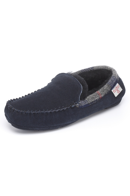 An image of the Bedroom Athletic Hanks Harris Tweed Suede Moccasins.