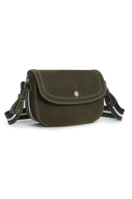 An image of the Fairfax & Favor Boston Handbag in Moss Green Suede.