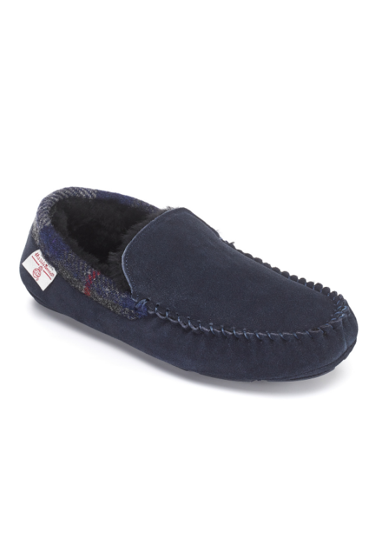 An image of the Bedroom Athletic Hanks Harris Tweed Suede Moccasins.