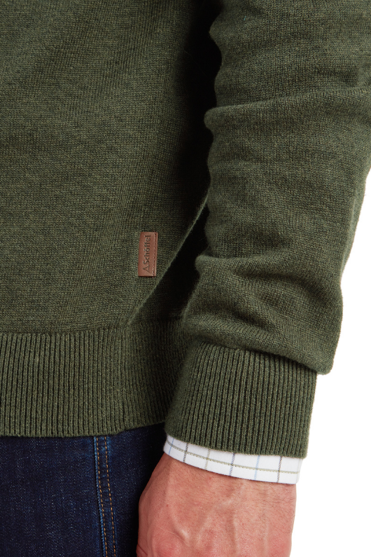 An image of the Schoffel Lewis Lambswool 1/4 Zip Jumper in Woodland.