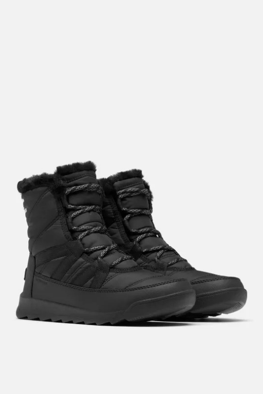 An image of the SOREL Whitney II Plus Lace Waterproof Snow Boots in Black Quarry.