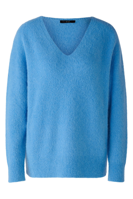 An image of the Oui V-Neck Jumper in Cornflower.