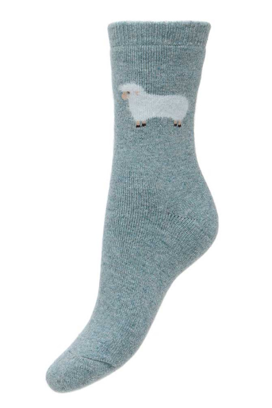 An image of the Joya Socks in Light Blue Fluffy Sheep.