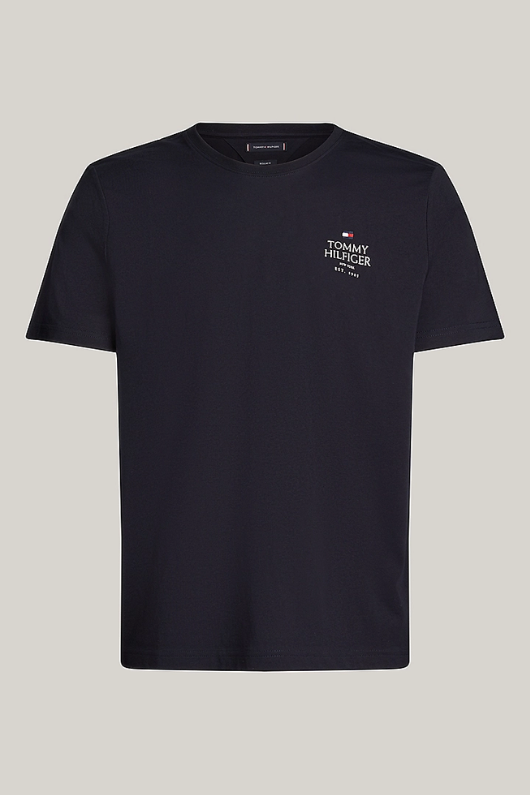 An image of the Tommy Hilfiger Logo Crew Neck Stack T-Shirt in Desert Sky.