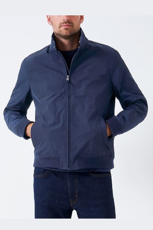 An image of the Crew Clothing Harrington Jacket in Dark Navy.