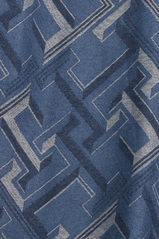 An image of the Tommy Hilfiger TH Monogram Jacquard Scarf in Fossil Blue.