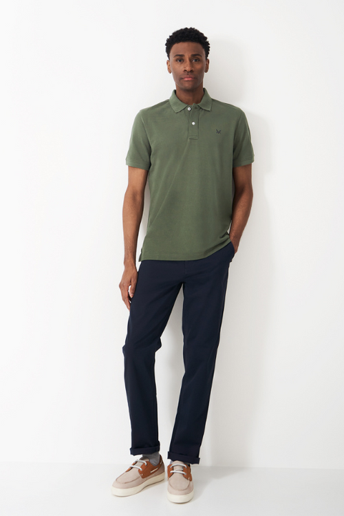 An image of the Crew Clothing Classic Pique Polo in Olive.