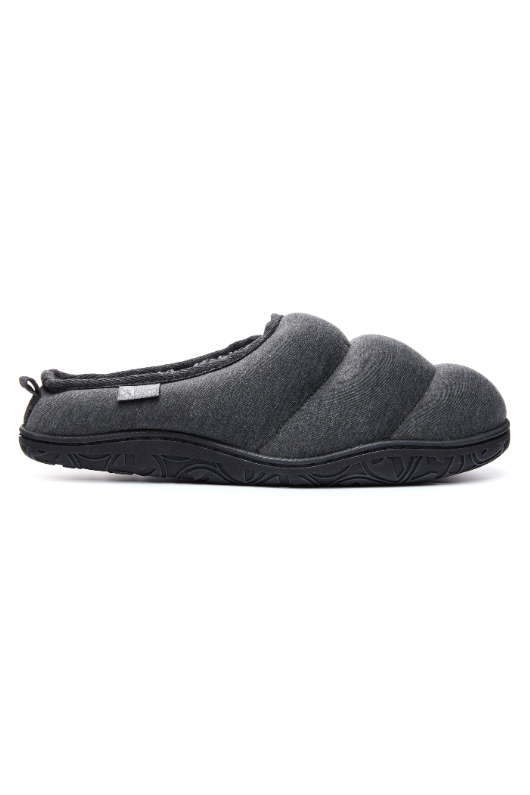 An image of the Bedroom Athletics Matt Jersey Puffa Mule Slippers in Charcoal Marl.