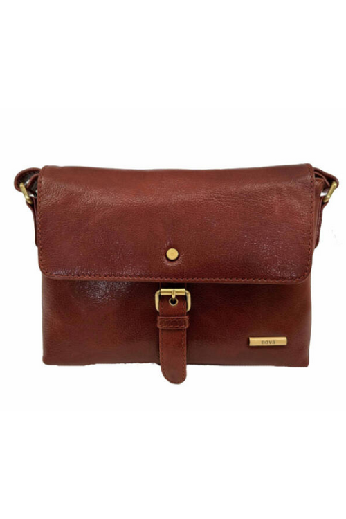 An image of the Nova Leathers Crossbody Satchel in Cognac.