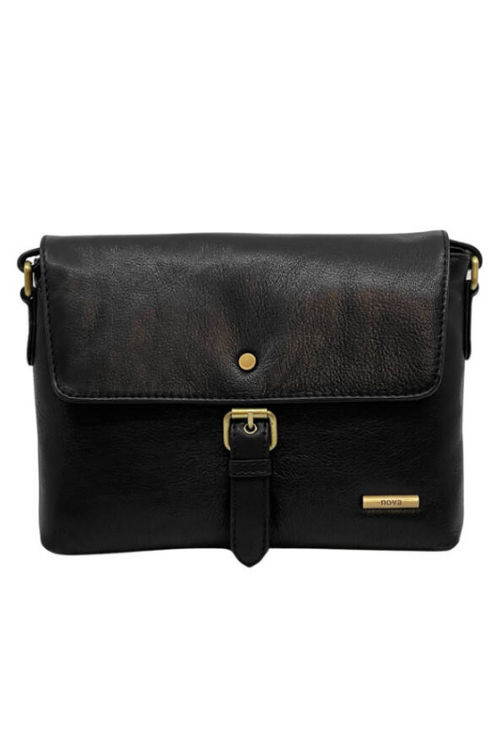 An image of the Nova Leathers Crossbody Satchel in Black.