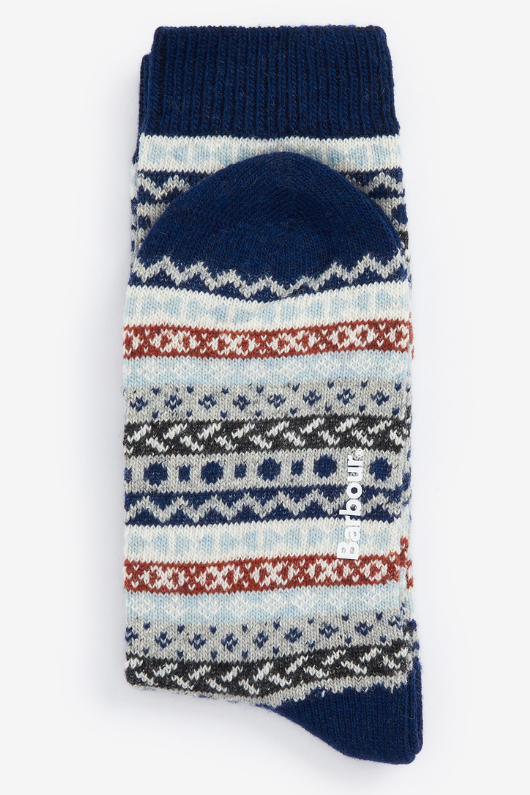 An image of the Barbour Fairisle Socks in Blue Granite.