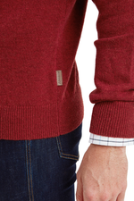 An image of the Schoffel Lewis Lambswool 1/4 Zip Jumper in Deep Red.