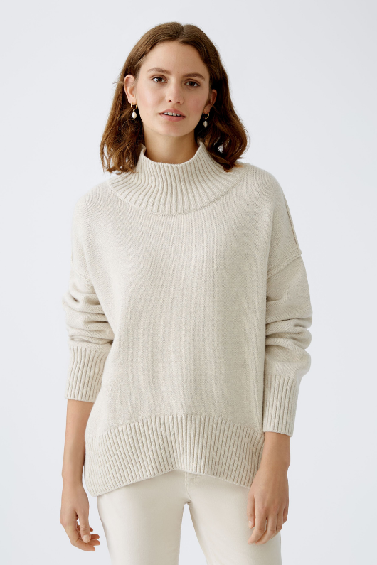 An image of the Oui Wool Blend Jumper in Light Beige Melange.