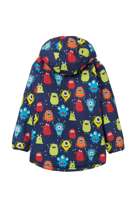 An image of the Lighthouse Finlay Boys Coat in Monster Print.