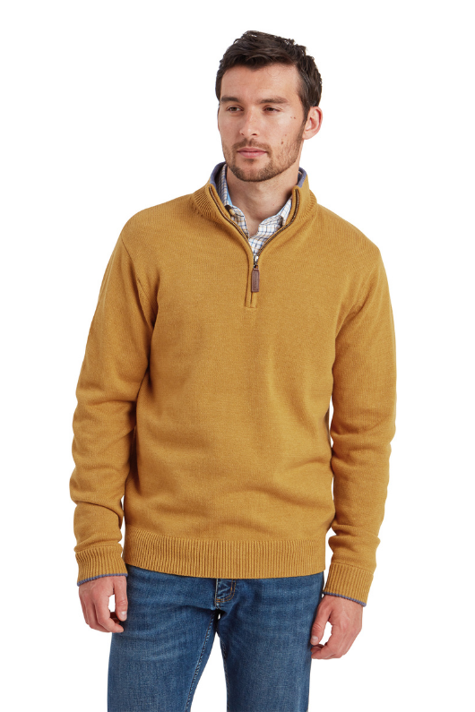 An image of the Schoffel Blair 1/4 Zip Jumper in Mustard.