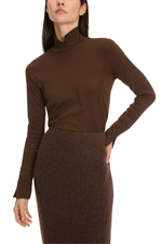 An image of the Marc Cain High Neck top in Deep Wood.