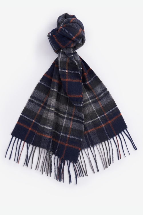 An image of the Barbour New Check Tartan Scarf in Navy.