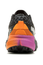 Merrell Agility Peak 5 Trainer. A pair of black/orange/pink trainers that are lightweight, with enhanced grip and traction.