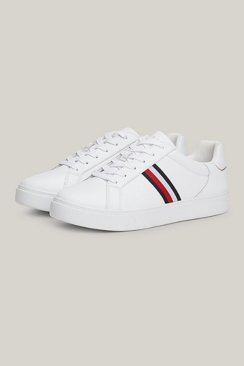 An image of the Tommy Hilfiger Essential Court Sneakers in White.