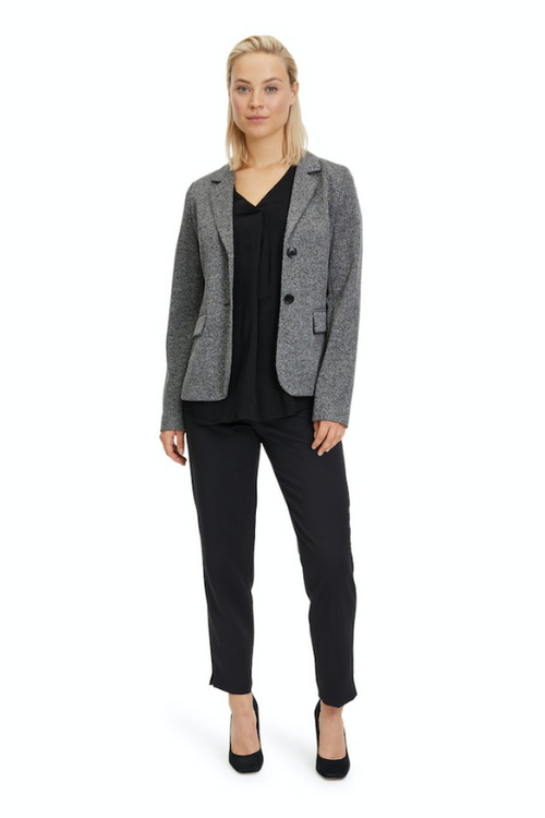 An image of a female model wearing the Betty Barclay Casual Blazer in the colour Grey.