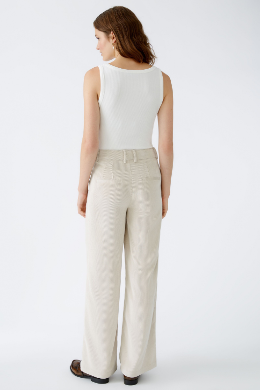 An image of the Oui Cord Trousers in Light Beige Melange.