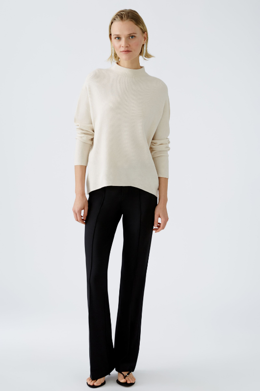 An image of the Oui High Neck Jumper in Off White.