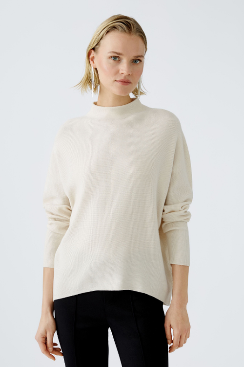 An image of the Oui High Neck Jumper in Off White.