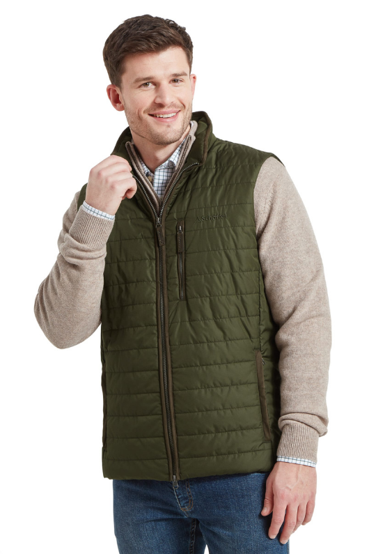 An image of the Schoffel Brora Gilet in Forest.