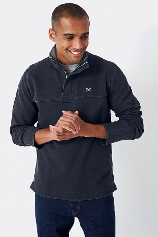 An image of the Crew Clothing Padstow Pique Sweatshirt in Navy.