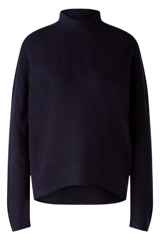 An image of the Oui High Neck Jumper in Dark Blue.