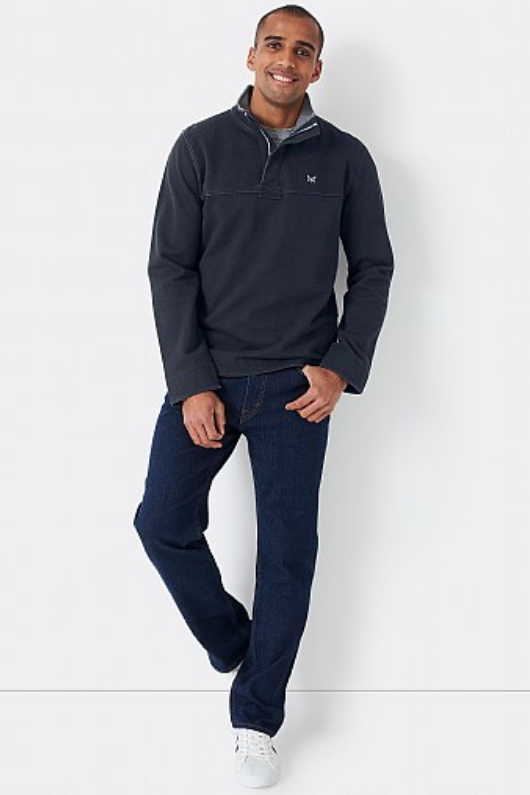 An image of the Crew Clothing Padstow Pique Sweatshirt in Navy.