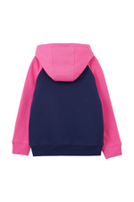 An image of the Lighthouse Jasmine Full Zip in Navy/Pink & Hearts.