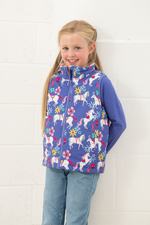 An image of the Lighthouse Alex Gilet in Horse Print.