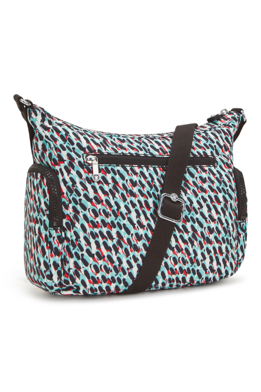 Kipling Gabb S Medium Crossbody Bag. A crossbody bag with adjustable strap, zip closure, multiple compartments, Kipling monkey charm, and all over multicoloured print.