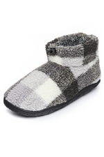 An image of the Bedroom Athletics Neeson Shorter Length Check Sherpa Slipper Boots in Grey Check.