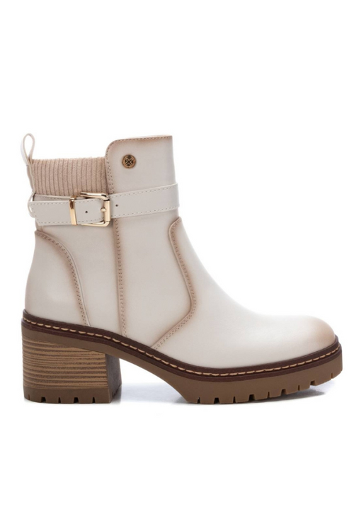 An image of the Xti Heeled Ankle Boots in Beige.