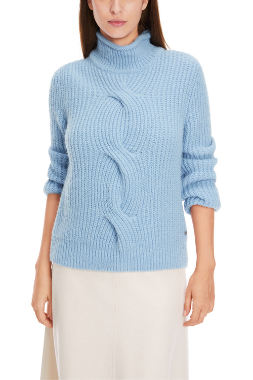 An image of the Marc Cain Cable Knit Sweater in Squill.