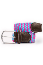 An image of the Swole Panda Zigzag Woven Belt in Blue/Pink.