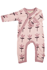 An image of the Pigeon Organics Kimono Romper in Tulip - Pink.