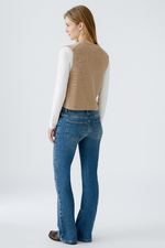 An image of the Oui Knitted Vest in Beige Melange.