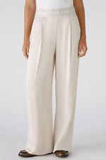 An image of the Oui Wide Leg Trousers in Light Stone.