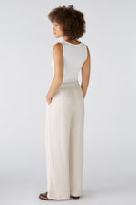 An image of the Oui Wide Leg Trousers in Light Stone.