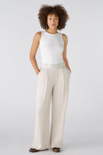 An image of the Oui Wide Leg Trousers in Light Stone.